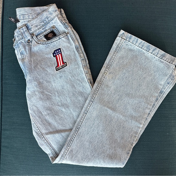 Harley-Davidson Denim - Harley Davidson Vintage Y2K 2004 Denim Women's Jeans US Size 6 Patchwork Grunge